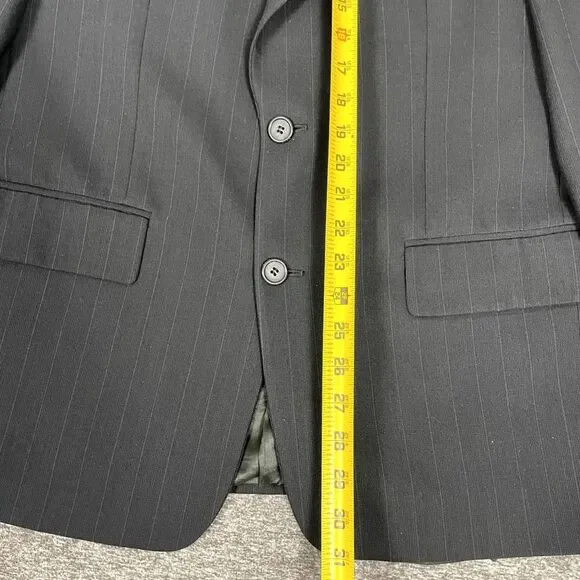 Corneliani Blazer Mens Size 50 (US 40) Black Gray‎ Pinstripe 2 Button Coat ITALY
